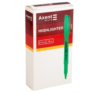 Маркер Axent Delta Highlighter D2503-04, 2-4 мм, клиноподібний зелений D2503-04 фото