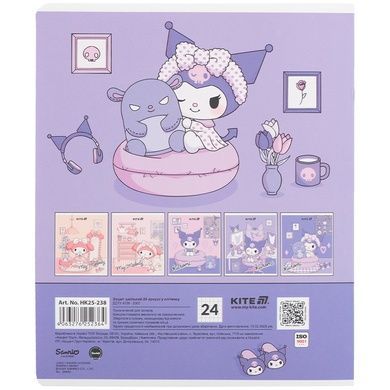 Зошит шкільний Kite Kuromi HK25-238, 24 аркуші, клітинка HK25-238 фото