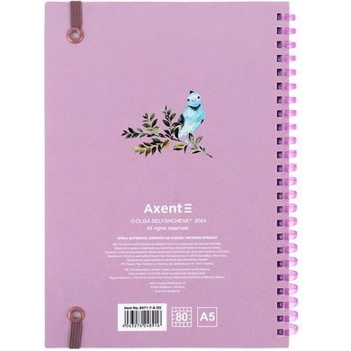 Блокнот на спіралі карт. обк., А5,80 арк,кл.,OS,Blue birds 8471-7-a-os фото