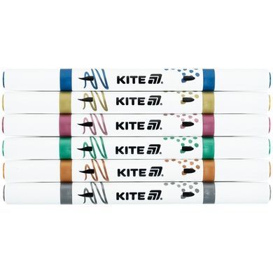 Маркеры акриловые двусторонние Kite Creative K-1294, 6 цветов металлик K-1294 фото
