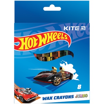 Крейда воскова Kite Jumbo Hot Wheels HW24-076, 8 кольорів HW24-076 фото