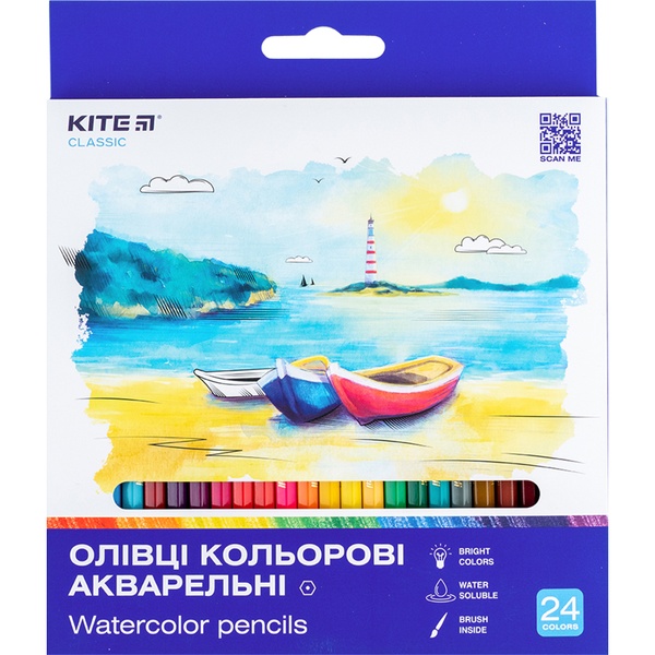 Карандаши цветные акварельные Kite Classic K-1050, 24 шт. K-1050 фото