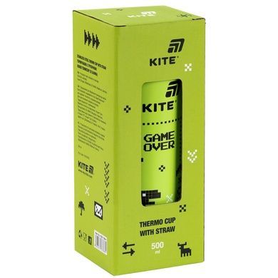 Термочашка з трубочкою Kite Game over K25-1264-1, 500мл K25-1264-1 фото