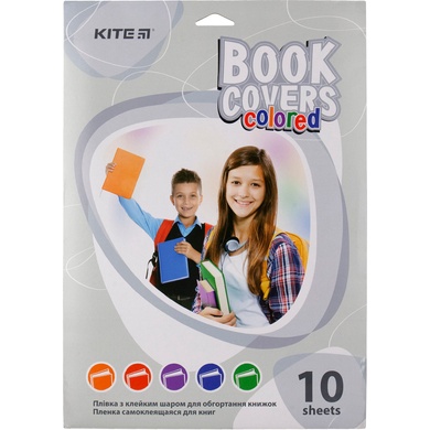 Плівка самоклеюча для книг Kite K20-308, 50x36 см, 10 штук, асорті кольорів K20-308 фото