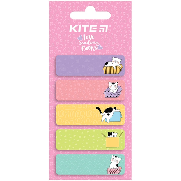 Закладки бумажные с рисунком Kite Cats K23-480-1, 100 шт, 5х15х50 мм, прямокутна K23-480-1 фото