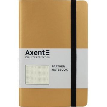 Книга записна Axent Partner Soft 8312-35-A, A5-, 125x195 мм, 96 аркушів, крапка, гнучка обкладинка, золота 8312-35-A фото