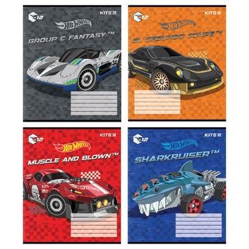 Зошит шкільний Kite Hot Wheels HW24-235, 12 аркушів, коса лінія HW24-235 фото