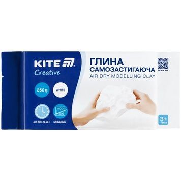Глина самозастигаюча Kite Creative, K-292, біла, 250 г K-292 фото