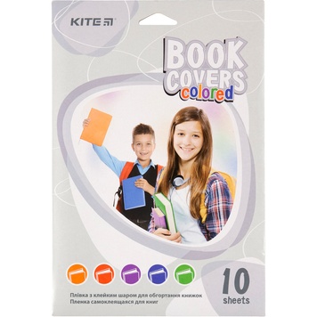 Плівка самоклеюча для книг Kite K20-309, 38x27 см, 10 штук, асорті кольорів K20-309 фото