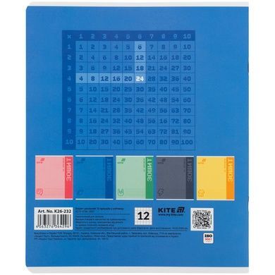 Зошит шкільний Kite One Color K26-232, 12 аркушів, клітинка K26-232 фото