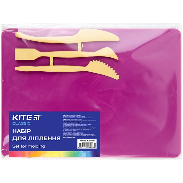 Набір для ліплення Kite Classic K-1140-10 (дощечка + 3 стеки), рожевий K-1140-10 фото