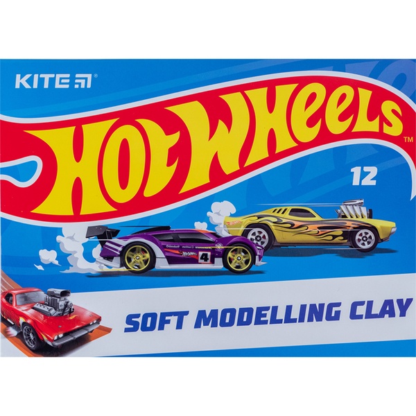 Пластилін восковий Kite Hot Wheels HW23-1086, 12 кольорів, 240 г HW23-1086 фото
