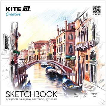 Скетчбук для робіт олівцями Kite Creative K-1279, 21*21 см, 30 аркушів K-1279 фото