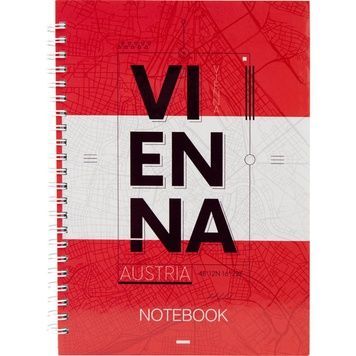 Блокнот на спіралі Axent Flags Vienna 8032-07-A, A5, 145x210 мм, 96 аркушів, клітинка, тверда обкладинка 8032-07-A фото