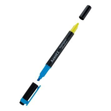 Маркер Axent Highlighter Dual 2534-02-A, 2-4 мм, клиноподібний, блакитний+жовтий 2534-02-A фото