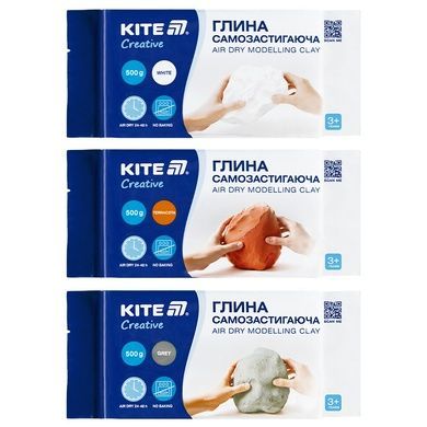 Самозастывающая глина Kite Creative, K-291-2, серая, 500 г K-291-2 фото