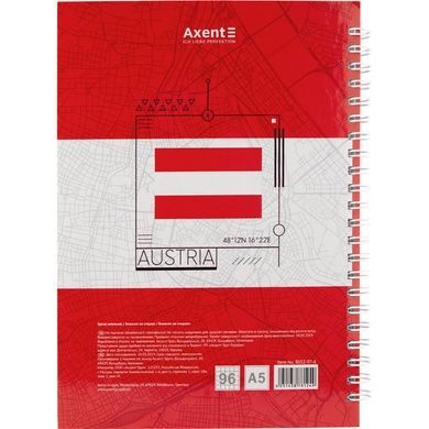 Блокнот на спіралі Axent Flags Vienna 8032-07-A, A5, 145x210 мм, 96 аркушів, клітинка, тверда обкладинка 8032-07-A фото