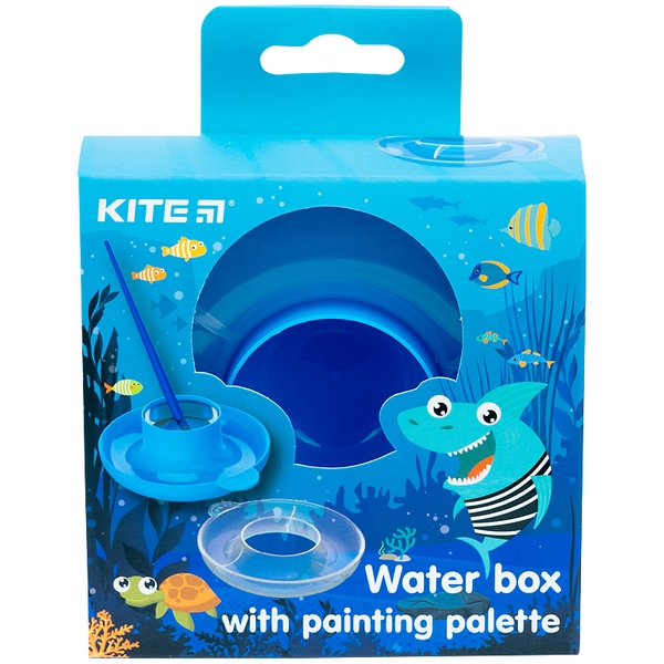 Стакан для рисования Kite K21-359, с палитрой, синий K21-359 фото