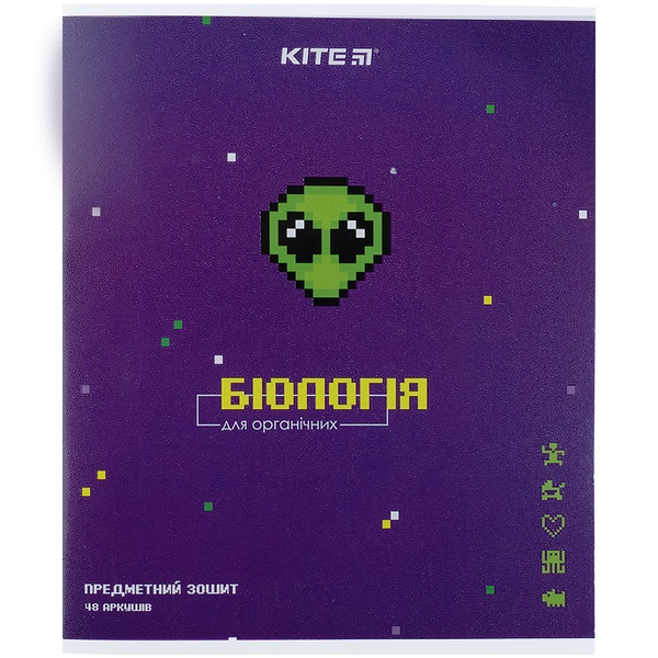Зошит предметний Kite Pixel K21-240-09, 48 аркушів, клітинка, біологія K21-240-09 фото