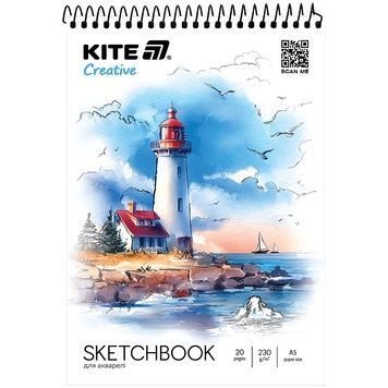 Скетчбук на спіралі для акварелі Kite Creative K-1283, А5, 20 аркушів K-1283 фото