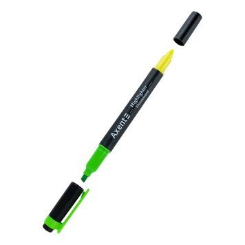 Маркер Axent Highlighter Dual 2534-04-A, 2-4 мм, клиноподібний, зелений+жовтий 2534-04-A фото