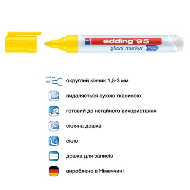 Маркер Glass e-95 1,5-3 мм круглый желтый e-95/05 фото