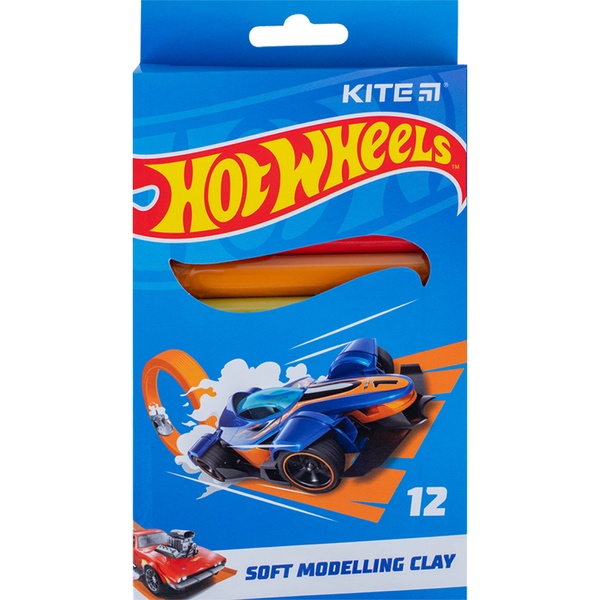 Пластилін восковий Kite Hot Wheels HW23-086, 12 кольорів, 200 г HW23-086 фото