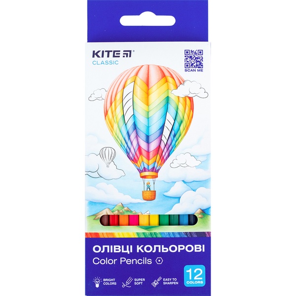 Олівці кольорові Kite Classic K-051, 12 шт. K-051 фото