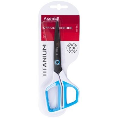 Ножиці Axent Titanium 6307-29-A, 21 см, з пластиковими ручками, біло-блакитні 6307-29-A фото