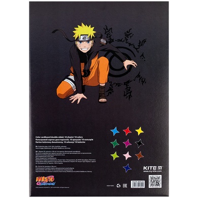 Картон цветной двусторонний Kite Naruto NR24-255, А4, 10 листов NR24-255 фото