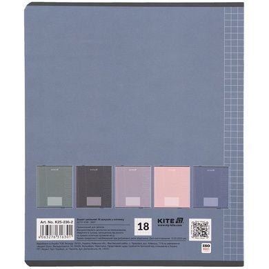 Тетрадь школьная Kite One color K25-236-2, 18 листов, клетка K25-236-2 фото
