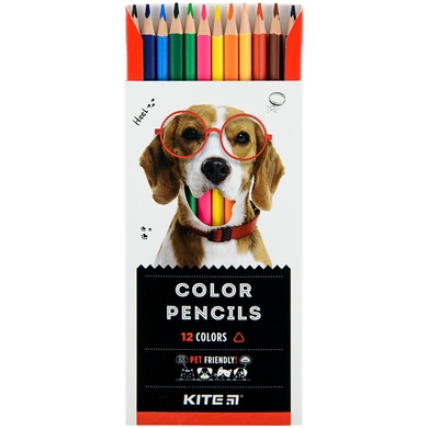 Олівці кольорові тригранні Kite Dogs K22-053-1, 12 кольорів K22-053-1 фото