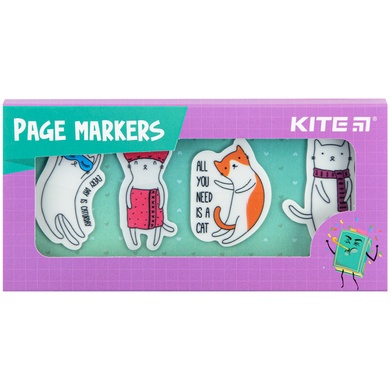 Закладки пластикові Kite Cats K22-479-6, 4x20 шт, 35х50 мм K22-479-6 фото