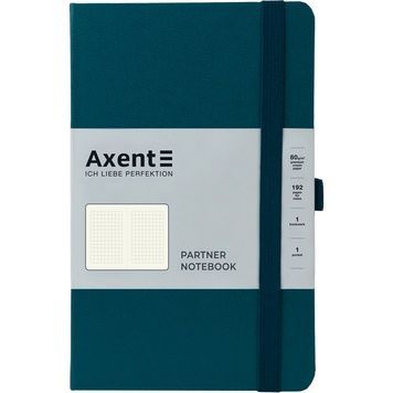 Книга записна Axent Partner 8201-31-A, A5-, 125x195 мм, 96 аркушів, клітинка, тверда обкладинка, малахіт 8201-31-A фото