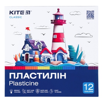 Пластилин восковой Kite Classic K-1086, 12 цветов, 240 г K-1086 фото