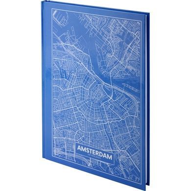 Книга записна Axent Maps Amsterdam 8422-507-A, A4, 210x295 мм, 96 аркушів, клітинка, тверда обкладинка, блакитна 8422-507-A фото