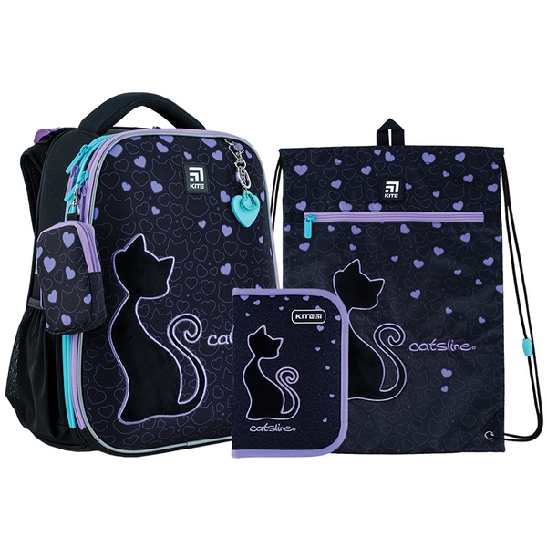 Шкільний набір Kite Catsline SET_K24-531M-1 (рюкзак, пенал, сумка) SET_K24-531M-1 фото