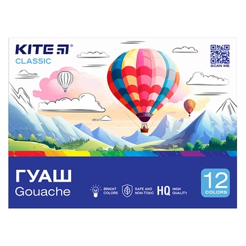 Гуашь Kite Classic K-063, 12 цветов K-063 фото