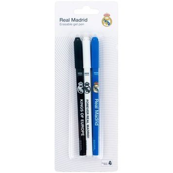 Ручка гелева "пиши-стирай" Kite Real Madrid RL26-350/3BL, набір 3шт, синя RL26-350/3BL фото