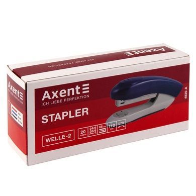 Степлер канцелярський №24/6 Axent Welle-2 4820-06-A, пластиковий, 20 аркушів, червоний 4820-06-A фото