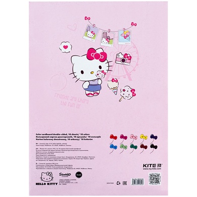 Картон кольоровий двосторонній Kite Hello Kitty HK24-255, А4, 10 аркушів HK24-255 фото