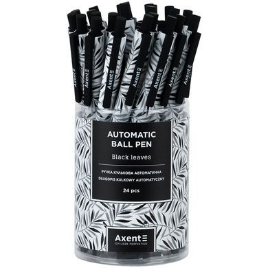 Ручка шариковая автоматическая Axent Black Leaves AB1092-07-A, 0.5 мм, синяя ab1092-07-a фото