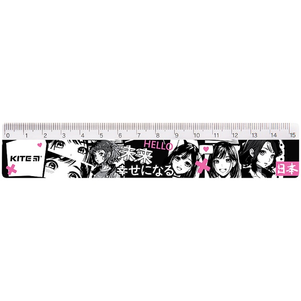 Лінійка пластикова Kite Anime K24-090-3, 15 см K24-090-3 фото