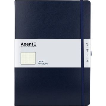 Книга записна Axent Partner Grand 8203-02-A, A4, 210x295 мм, 100 аркушів, клітинка, тверда обкладинка, темно-синя 8203-02-A фото