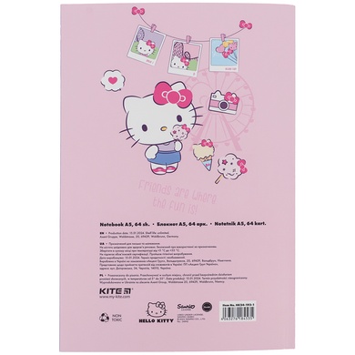Блокнот Kite Hello Kitty HK24-193-1, термобиндер, А5, 64 листа, нелинованный HK24-193-1 фото
