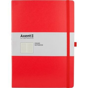 Книга записна Axent Partner Grand 8203-06-A, A4, 210x295 мм, 100 аркушів, клітинка, тверда обкладинка, червона 8203-06-A фото