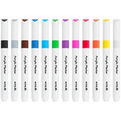 Маркери акрилові Jumbo Kite Creative K-1290, 12 кольорів K-1290 фото