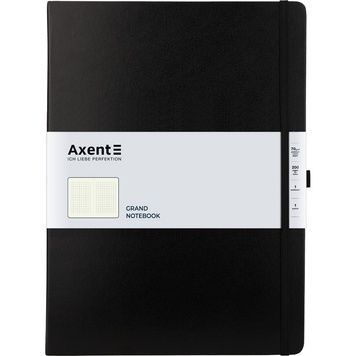 Книга записна Axent Partner Grand 8203-01-A, A4, 210x295 мм, 100 аркушів, клітинка, тверда обкладинка, чорна 8203-01-A фото