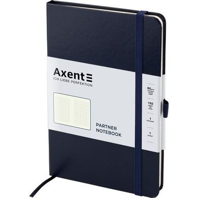 Книга записна Axent Partner 8201-02-A, A5-, 125x195 мм, 96 аркушів, клітинка, тверда обкладинка, синя 8201-02-A фото