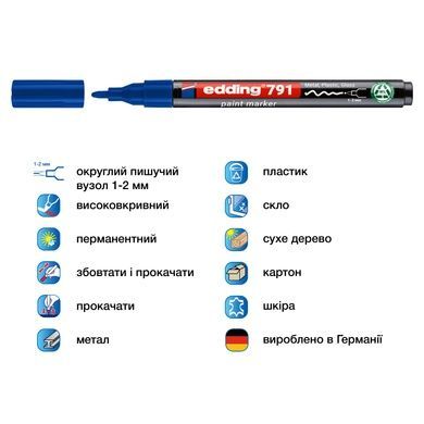 Маркер Paint e-791 1-2 мм круглий синій e-791/03n фото